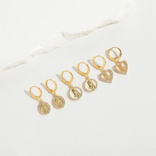 Cubic Zirconia Micro Pave Brass Earring, plated, fashion jewelry & micro pave cubic zirconia & enamel nickel, lead & cadmium free 