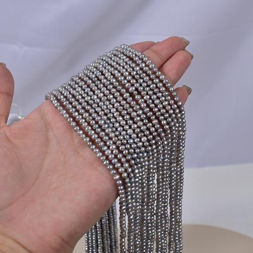 Naturel d'eau douce perles, perle d'eau douce cultivée, Légèrement rond, DIY, gris Vendu par brin