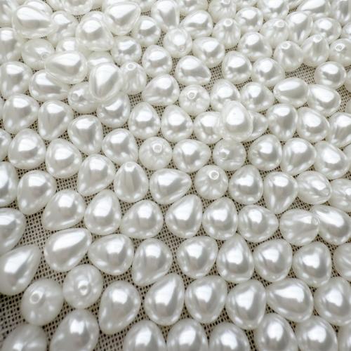 Imitation Pearl Plastic Beads, Plastic Pearl, Teardrop, DIY & half-drilled, white [