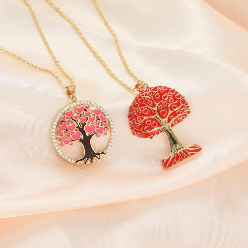 Collier en laiton strass, Placage, styles différents pour le choix & pour femme & émail & avec strass, doré, Vendu par PC