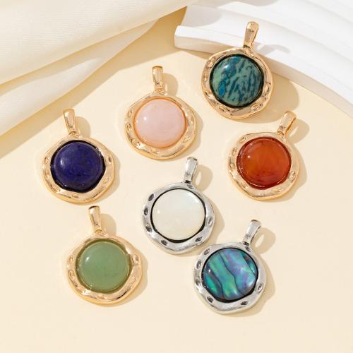 pendentif en alliage zinc à gemme , alliage de zinc, avec pierre gemme & coquille, Placage, DIY, plus de couleurs à choisir, Vendu par PC