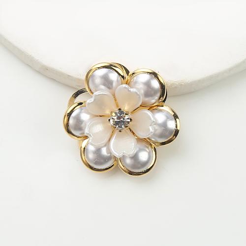 Strass boucle en laiton, avec plastique, fleur, Placage, bijoux de mode & avec strass, couleurs mélangées Vendu par paire
