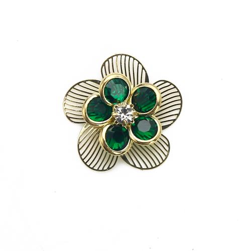 Strass boucle en laiton, fleur, Placage, bijoux de mode & avec strass, couleurs mélangées Vendu par paire