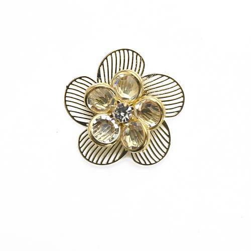 Strass boucle en laiton, fleur, Placage, bijoux de mode & avec strass, couleurs mélangées Vendu par paire