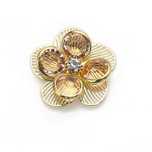 Strass boucle en laiton, fleur, Placage, bijoux de mode & avec strass, couleurs mélangées Vendu par paire