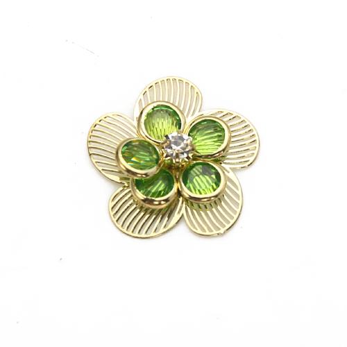 Strass boucle en laiton, fleur, Placage, bijoux de mode & avec strass, couleurs mélangées Vendu par paire