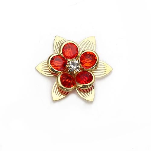 Strass boucle en laiton, fleur, Placage, bijoux de mode & avec strass, couleurs mélangées Vendu par paire