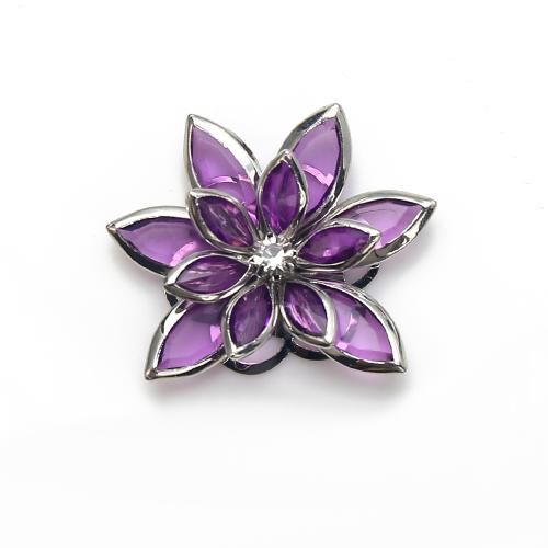 Strass boucle en laiton, avec verre, fleur, Placage, bijoux de mode & avec strass, couleurs mélangées Vendu par paire