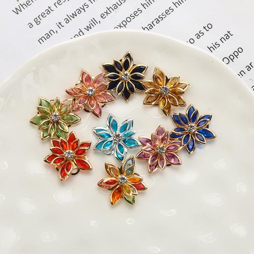 Strass boucle en laiton, avec verre, fleur, Placage, bijoux de mode & avec strass, plus de couleurs à choisir Vendu par paire