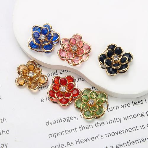 Strass boucle en laiton, avec verre, fleur, Placage, bijoux de mode & avec strass, plus de couleurs à choisir Vendu par paire