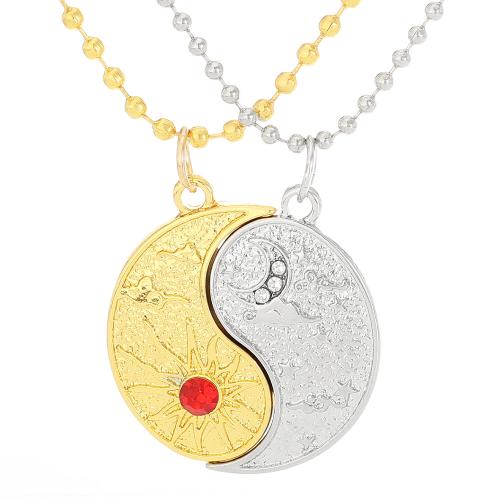 Zink Legierung Halskette, Zinklegierung, 2 Stück & unisex & mit Strass & zweifarbig, verkauft von setzen[