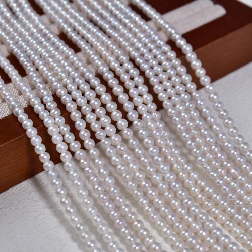 Naturel d'eau douce perles, perle d'eau douce cultivée, Légèrement rond, DIY, blanc Environ 38 cm, Vendu par brin