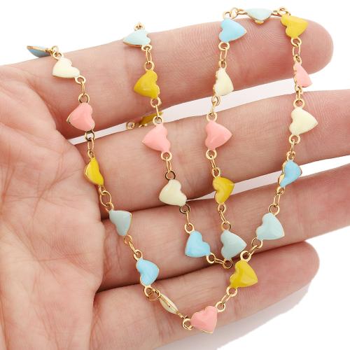 Stainless Steel Chain Jewelry, 304 Stainless Steel, gold color plated, DIY & enamel 
