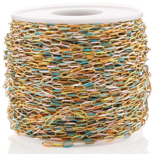 Stainless Steel Cable Link Chain, 304 Stainless Steel, gold color plated, DIY & enamel 