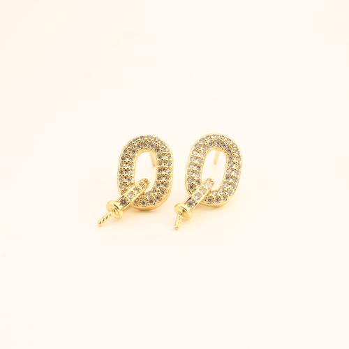 真鍮イヤリングド・ロッブ・コンポーネント, 銅, DIY & マイクロパヴェジルコニア & くり抜き, 無色, 売り手 ペア