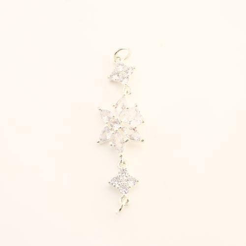 Brass Extender Chain, DIY & micro pave cubic zirconia, silver color 