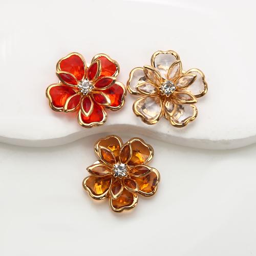 Strass boucle en laiton, avec verre, fleur, Placage, bijoux de mode & avec strass, plus de couleurs à choisir Vendu par paire