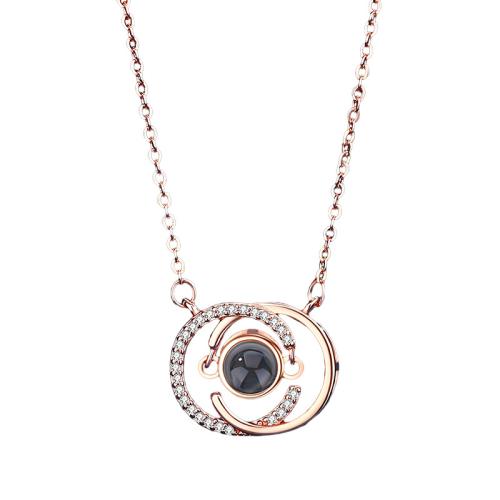 laiton Collier de projection miniature, avec verre, Placage, bijoux de mode & avec strass, plus de couleurs à choisir Environ 40 cm, Vendu par PC