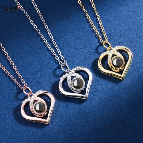 laiton Collier de projection miniature, avec verre, coeur, Placage, bijoux de mode & avec strass, plus de couleurs à choisir Environ 40 cm, Vendu par PC