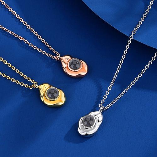 laiton Collier de projection miniature, avec verre, Placage, bijoux de mode & avec strass, plus de couleurs à choisir Environ 40 cm, Vendu par PC