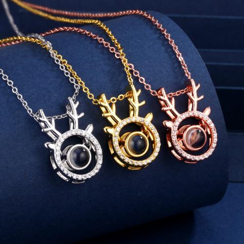 laiton Collier de projection miniature, avec verre, Bois, Placage, bijoux de mode & avec strass, plus de couleurs à choisir Environ 40 cm, Vendu par PC