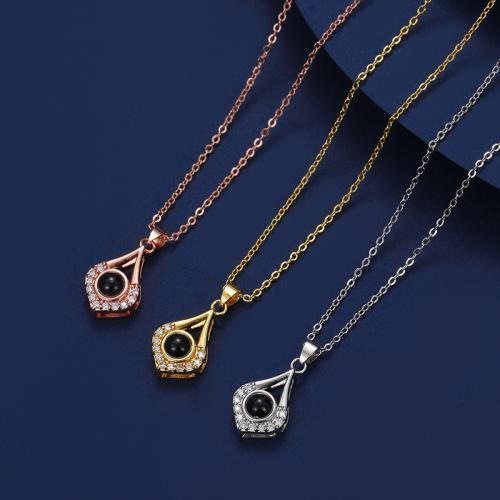 laiton Collier de projection miniature, Placage, bijoux de mode & avec strass, plus de couleurs à choisir Environ 40 cm, Vendu par PC