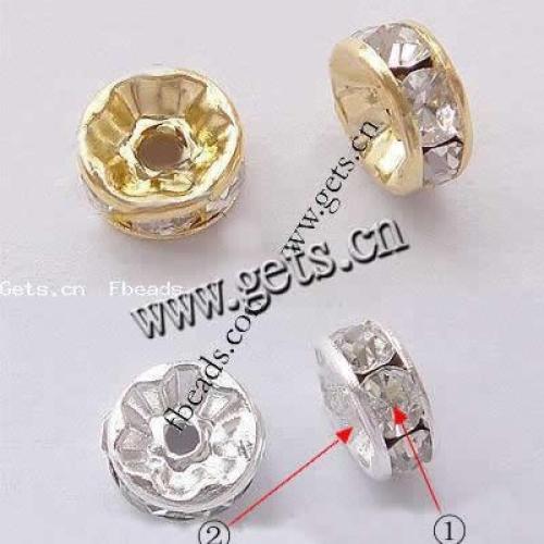 Rondelle Rhinestone Spacer, Brass, plated, with Mideast rhinestone Grade A, 4mm Approx 1mm 