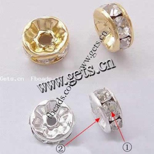 Rondelle Rhinestone Spacer, Brass, plated, with Mideast rhinestone Grade A, 7mm Approx 1.7mm 