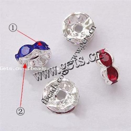 Wave Rondelle Rhinestone Spacer, Brass, plated, with Mideast rhinestone Grade A, 8mm Approx 2mm 