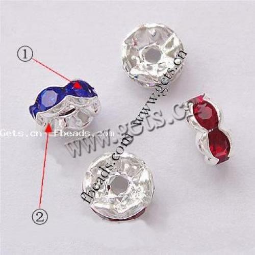 Wave Rondelle Rhinestone Spacer, Brass, plated, with Mideast rhinestone Grade A, 10mm Approx 2mm 