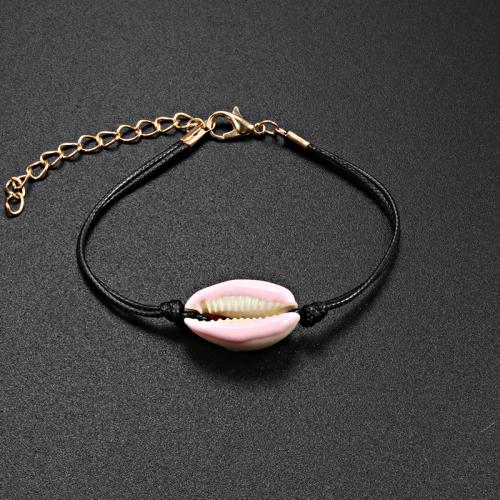coquille bracelet, avec cordon de polyester & alliage de zinc, bijoux de mode & unisexe & émail, plus de couleurs à choisir Environ 6-8 pouce, Vendu par PC
