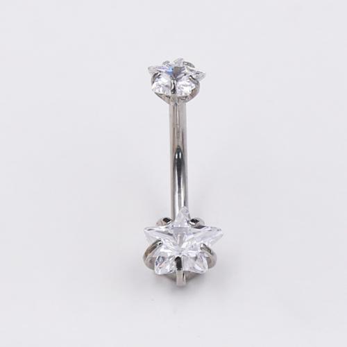 Acier titane anneau de ventre, Placage, unisexe & avec zircone cubique, plus de couleurs à choisir Vendu par PC
