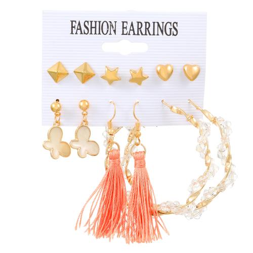 Zinc Alloy Earring Set, KC gold color plated & for woman & with rhinestone [
