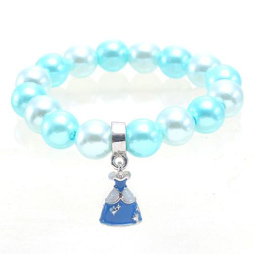 ABS Plastic Pearl Bracelet, with Zinc Alloy, Skirt, Girl & enamel Approx 7 Inch 