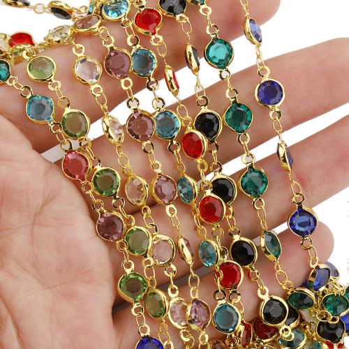 acero inoxidable 304 Cadena, con diamantes de imitación, chapado en color dorado, Bricolaje, más colores para la opción, 6.6mm, 2m/Bolsa, Vendido por Bolsa