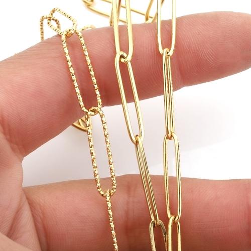 Stainless Steel Cable Link Chain, 304 Stainless Steel, gold color plated, DIY 