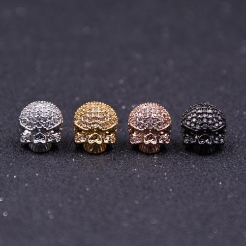 Cuentas Zirconia micro pavimenta cúbicos, metal, Calavera, chapado, Bricolaje & micro arcilla de zirconia cúbica, más colores para la opción, Vendido por UD[