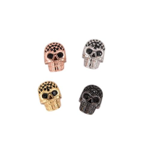 Cuentas Zirconia micro pavimenta cúbicos, metal, Calavera, chapado, Bricolaje & micro arcilla de zirconia cúbica, más colores para la opción, Vendido por UD[