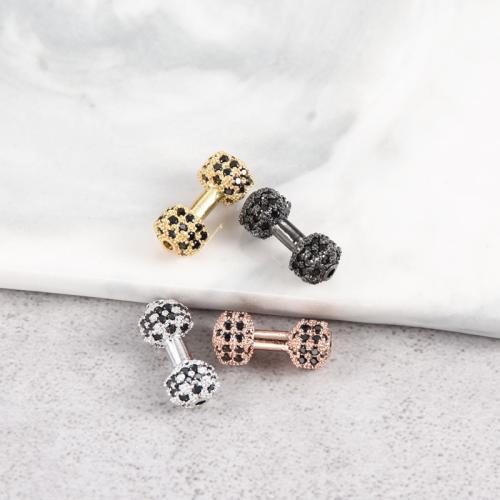 Cuentas Zirconia micro pavimenta cúbicos, metal, Mancuerna, chapado, Bricolaje & micro arcilla de zirconia cúbica, más colores para la opción, Vendido por UD[