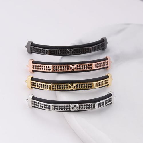 Brass Curved Tube Beads, plated, DIY & micro pave cubic zirconia [