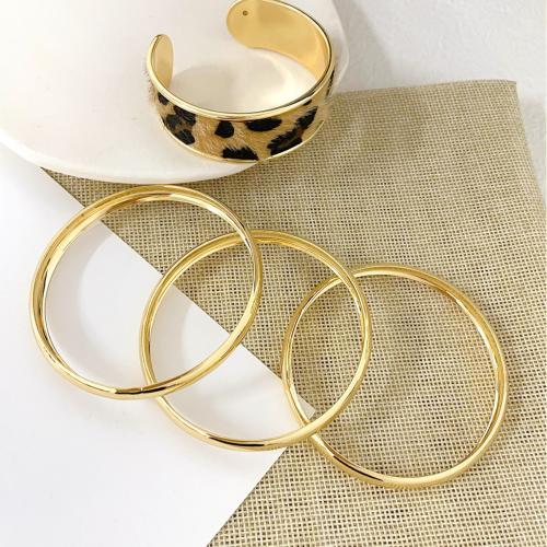 Stainless Steel Bangle Set, 304 Stainless Steel, gold color plated, 4 pieces & fashion jewelry, golden 
