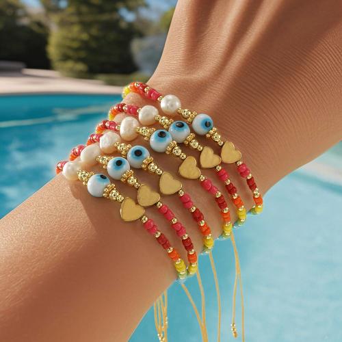 Böses Auge Murano Armbänder, Lampwork, mit Seedbead & Kunststoff Perlen & Zinklegierung, goldfarben plattiert, Modeschmuck, keine, verkauft von PC