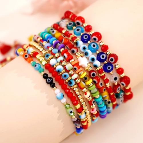 Böses Auge Murano Armbänder, Lampwork, mit Zinklegierung, goldfarben plattiert, drei Stücke & Modeschmuck, keine, 3PCs/setzen, verkauft von setzen