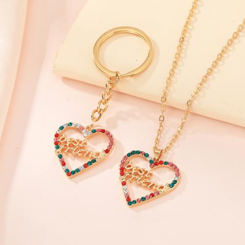 Rhinestone Zinc Alloy Necklace, plated, Unisex & with rhinestone & hollow, golden 