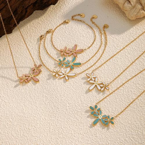 Conjuntos de joyería de acero inoxidable de esmalte, acero inoxidable 304, chapado en color dorado, diferentes estilos para la opción & para mujer & con diamantes de imitación, más colores para la opción, Vendido por UD