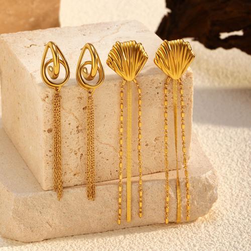 Fashion Fringe Boucles d'oreilles, Acier inoxydable 304, Placage, bijoux de mode & styles différents pour le choix & pour femme, Vendu par paire