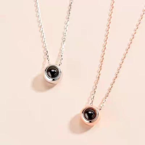 laiton Collier de projection miniature, avec verre, Rond, Placage, bijoux de mode, plus de couleurs à choisir Environ 40 cm, Vendu par PC
