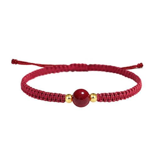 Fashion Cinnabar Bracelet, Knot Cord, with Cinnabar & Brass, fashion jewelry 8mm Approx 19 cm 