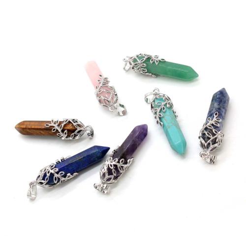 alliage de zinc Pendentif, avec pierre gemme, Placage de couleur argentée, DIY, plus de couleurs à choisir Vendu par PC