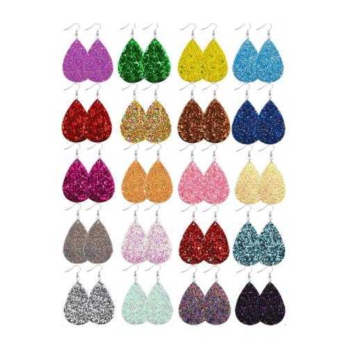 cuir PU Boucle d'oreille goutte, avec alliage de zinc, larme, bijoux de mode & pour femme, Couleur aléatoire Vendu par paire